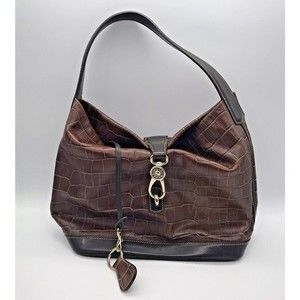 Dooney & Bourke Brown Croc-Embossed Shoulder Bag